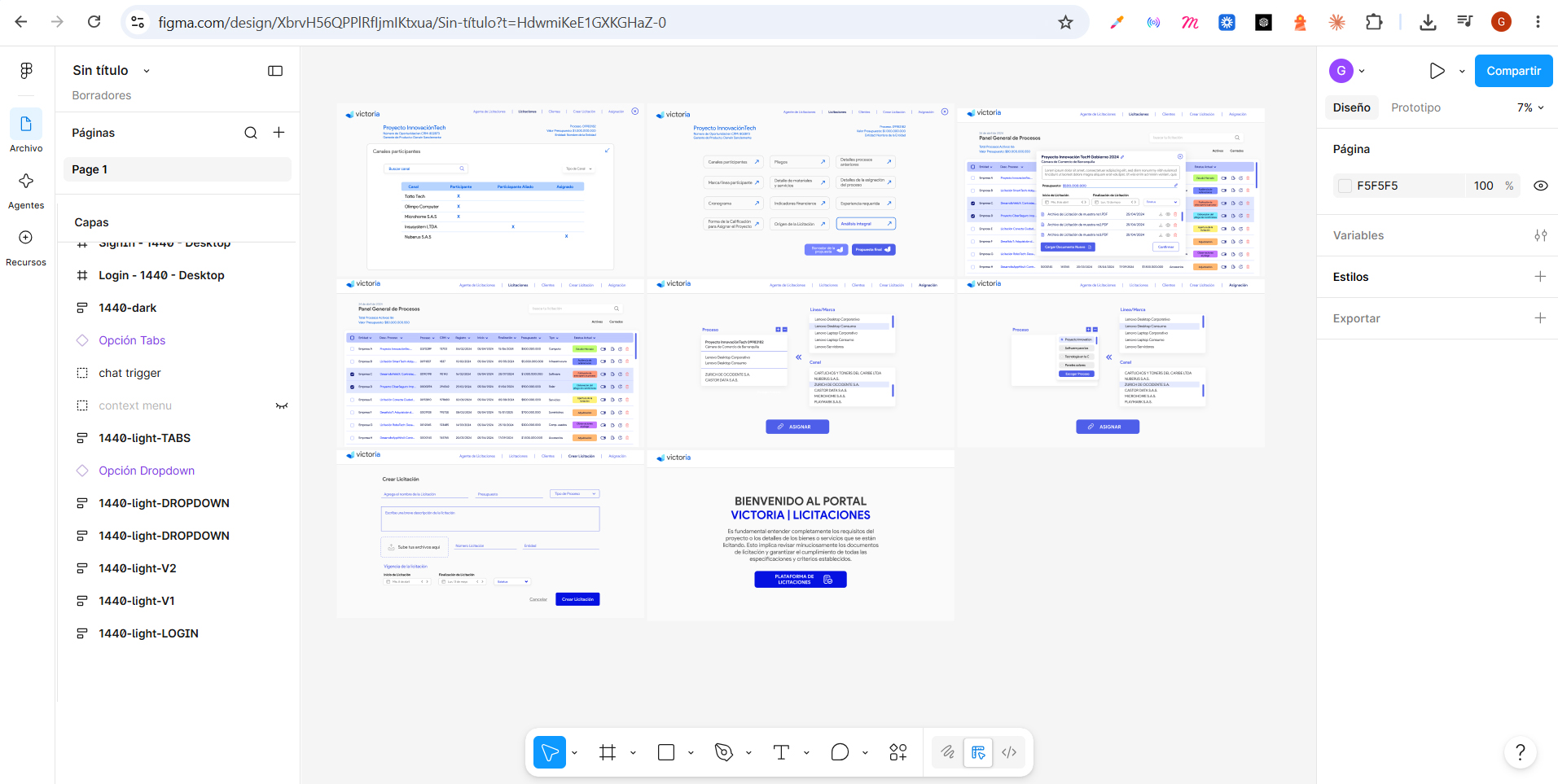 Diseño en progreso en Figma